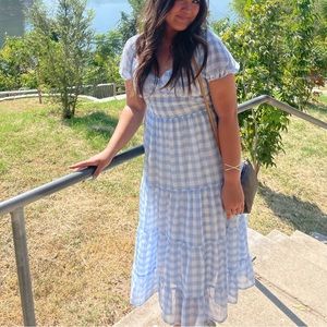 boutique maxi blue gingham dress